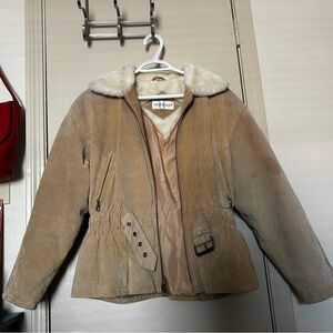 Vintage Charles Klein Genuine Leather Coat Fur Trim